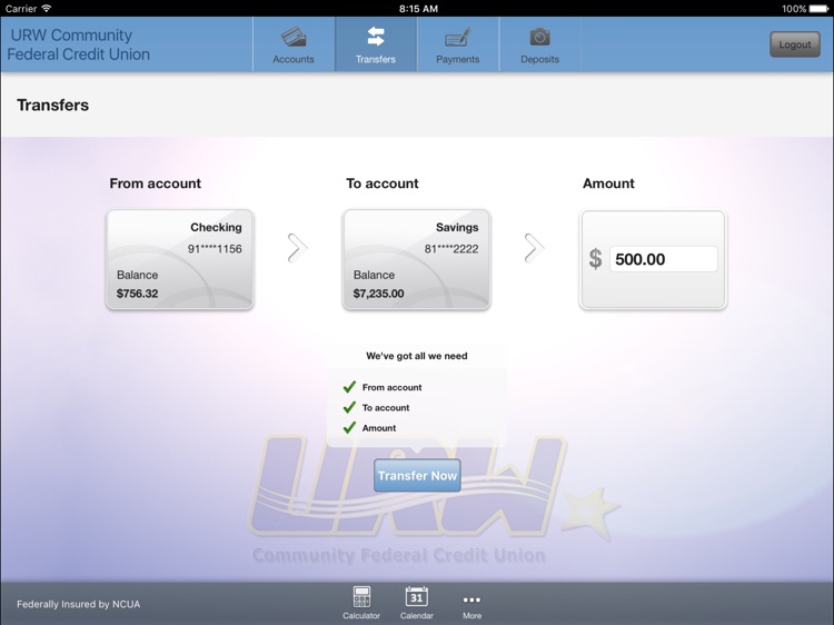 URW Community Federal Credit Union for iPad screenshot-3