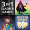 3 awesome slasher style games in one: Cut The Cheese (Fart Game), Dragon Slayer Quest and Fireworks Finger Fun