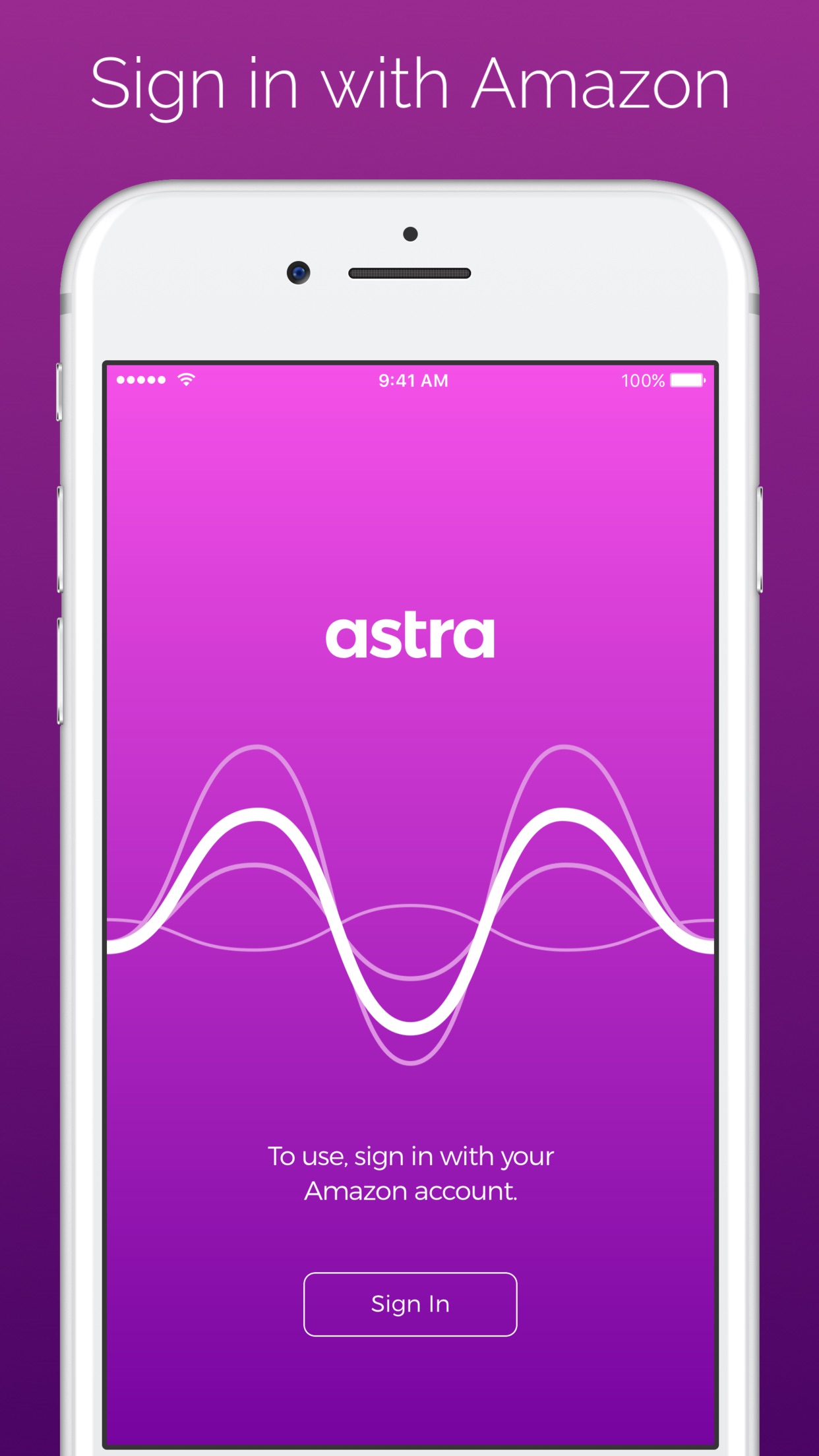 Screenshot do app Astra - for Alexa Voice Services