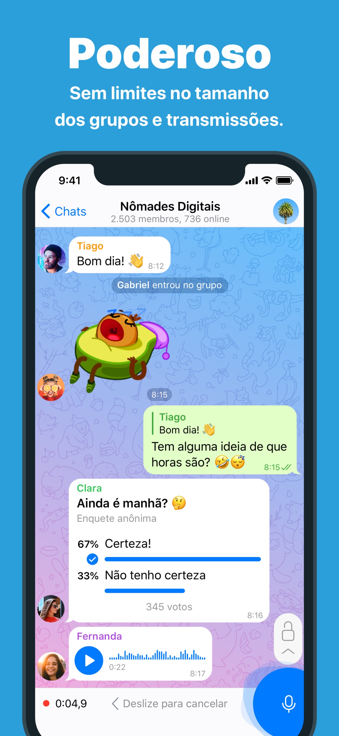 Screenshot do app Telegram Messenger
