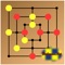 The classic Nine Men's Morris game, with some variants, both in number of tokens and in the board shape