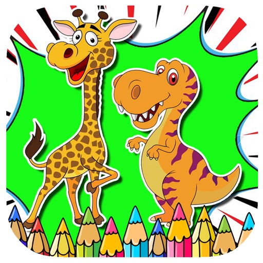 Coloring Page Games Dinosaur And Giraffe Free Icon