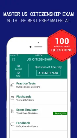 Game screenshot US Citizenship Practice Exam Prep 2017- Flashcards mod apk