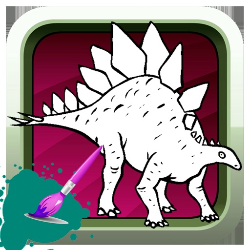 Coloring Page and Paint Stegosaurus Icon