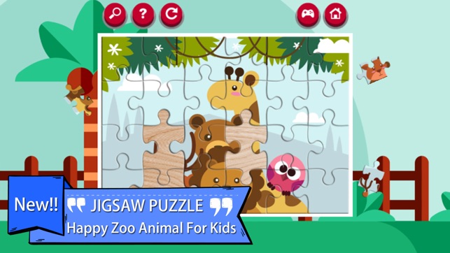 熱鬧的動物園裡的動物拼圖益智遊戲