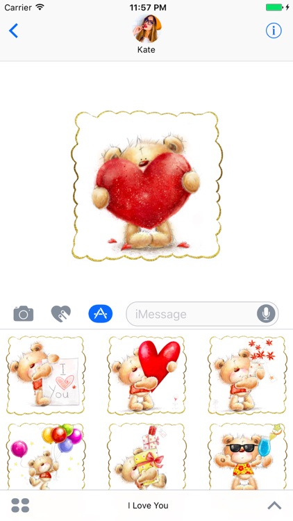 I Love You - Cute Teddy Bear Stickers for messages