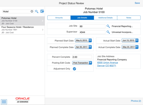 Project Status Tablet for JDE E1 screenshot 2