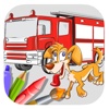 Fire Truck And Dog Coloring Book Game For Kids