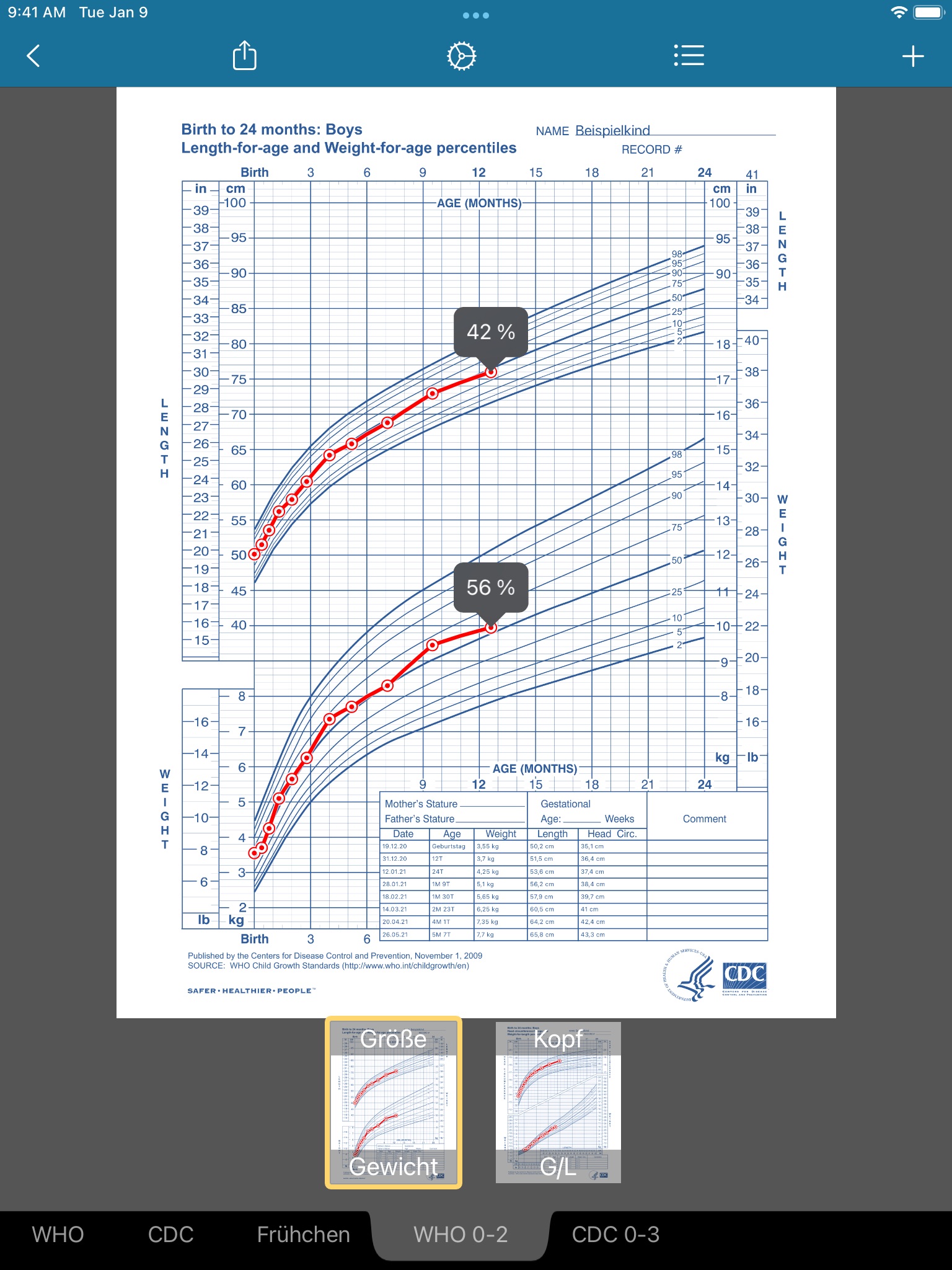 Growth: baby & child charts screenshot 2