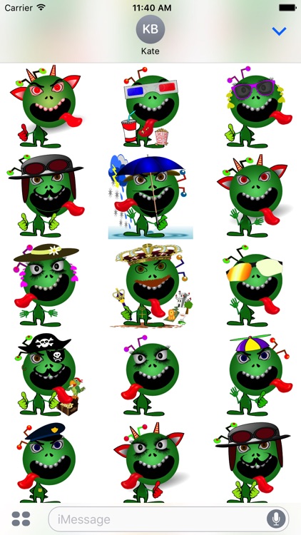 Emoji Smiley Green Alien Stickers screenshot-3