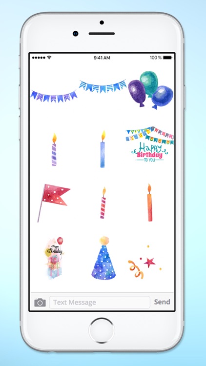 Watercolor Happy Birthday Party Sticker Pack screenshot-4