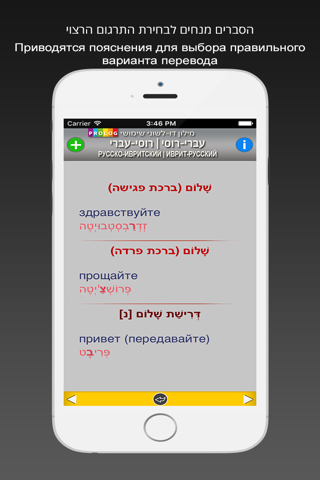Скриншот из HEBREW - RUSSIAN Dictionary v.v.| Prolog