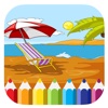 Beaches Summer Coloring Page Game For Kids