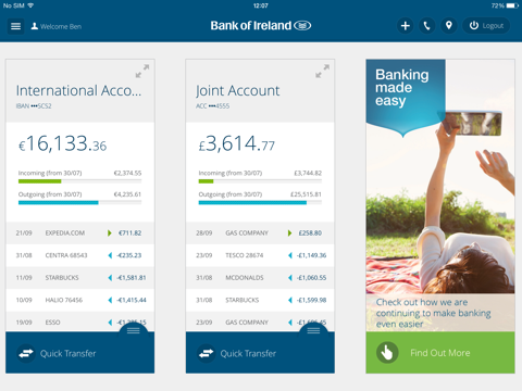 Bank of Ireland Tablet Banking screenshot 2