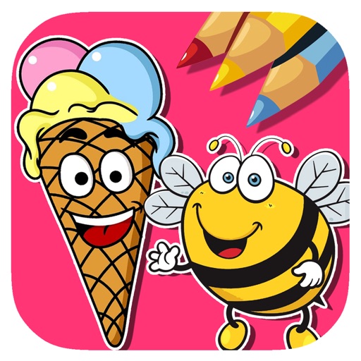 Free Bee And Ice Cream Coloring Page Games iOS App