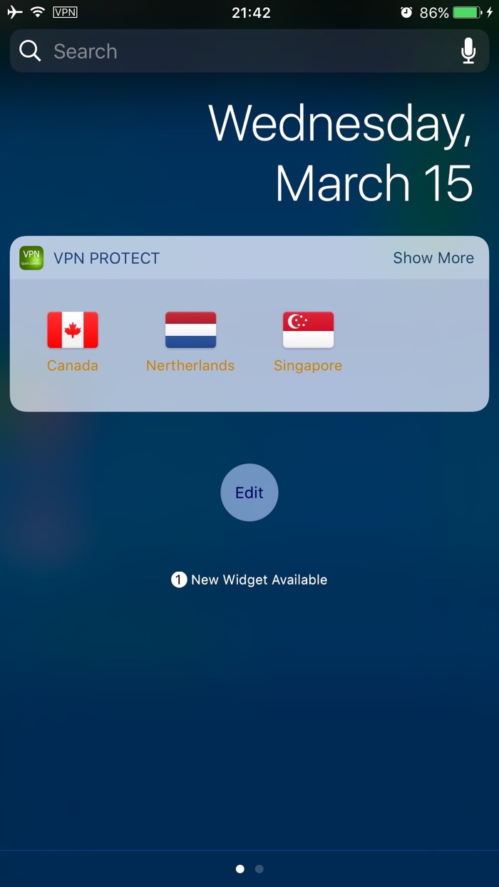 VPN Quick Connect - Today Widget support