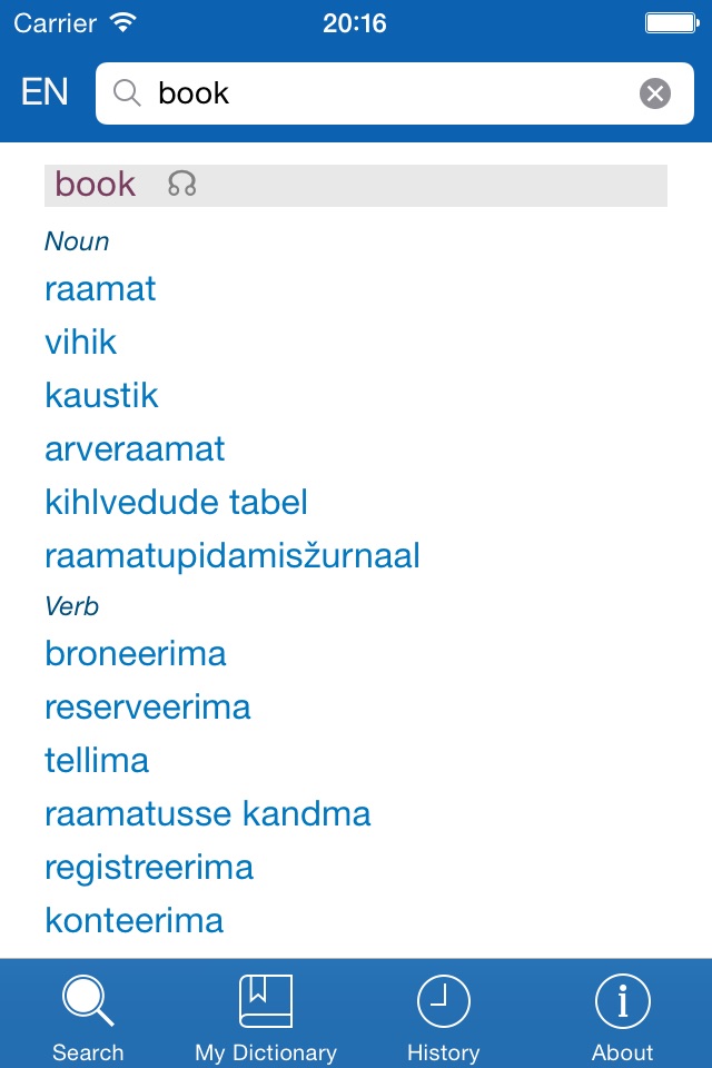 Estonian−English dictionary screenshot 2