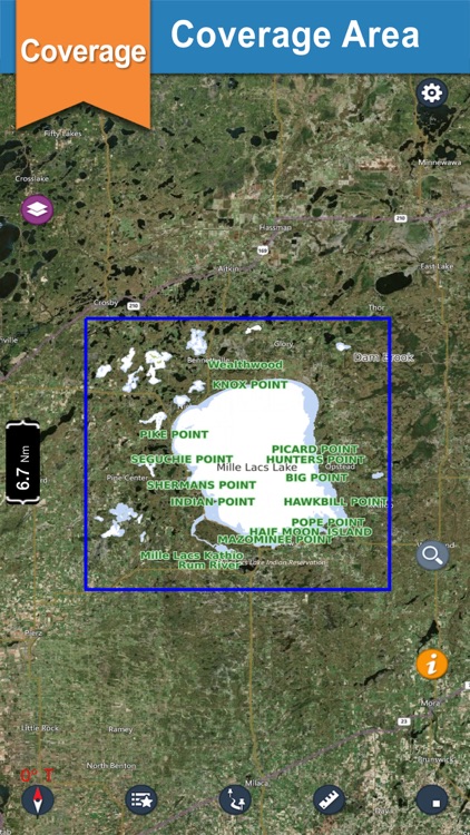 Mille Lacs offline GPS chart for lake & park trail