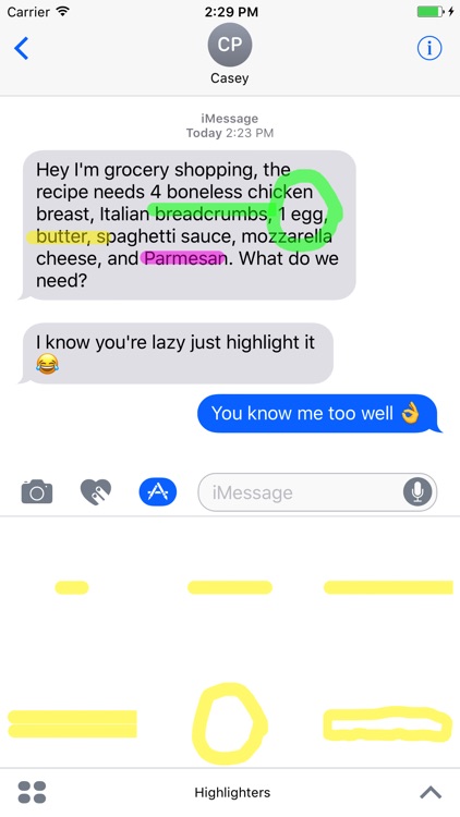 Highlighters for iMessage