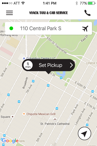 Скриншот из NYACK taxi & car service