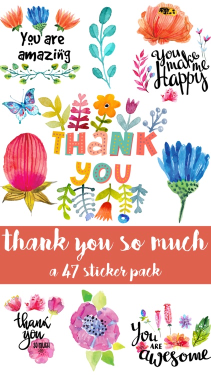 Thank You So Much Watercolor Flowers Sticker Pack