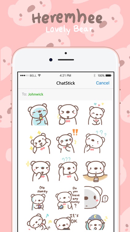 HereMhee Lovely Bear Stickers Emoji By ChatStick