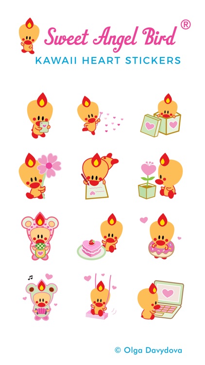 Sweet Angel Bird Kawaii Heart Stickers