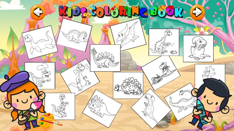 Dinosaur Coloring Page For Kids Education Game by Watchara Khansang