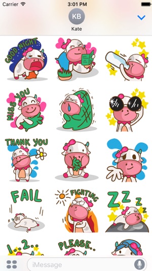 Mira the sweet cow for iMessage Sticker(圖2)-速報App