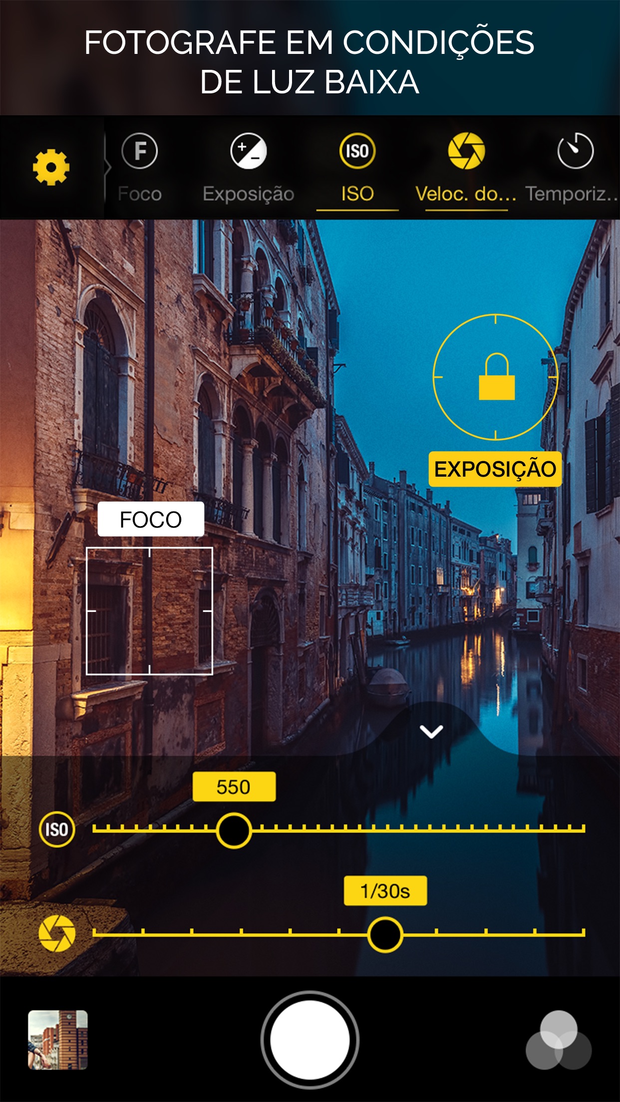 Screenshot do app Warmlight - Câmera manual
