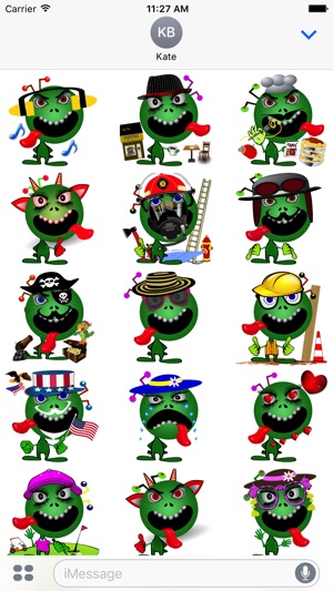 Emoji Smiley Green Alien Stickers(圖2)-速報App