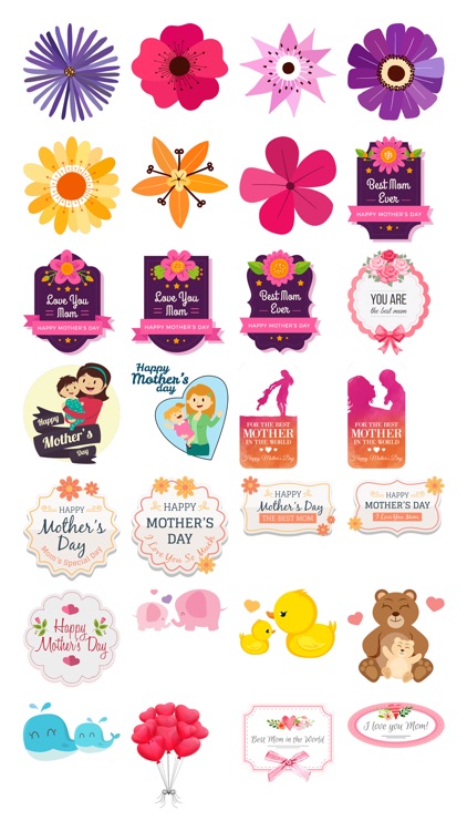 Mother’s Day Stickers #1-Illustrated and Photo Art