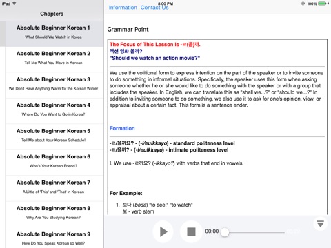 Korean Beginner Video Vocabulary for iPad screenshot 4