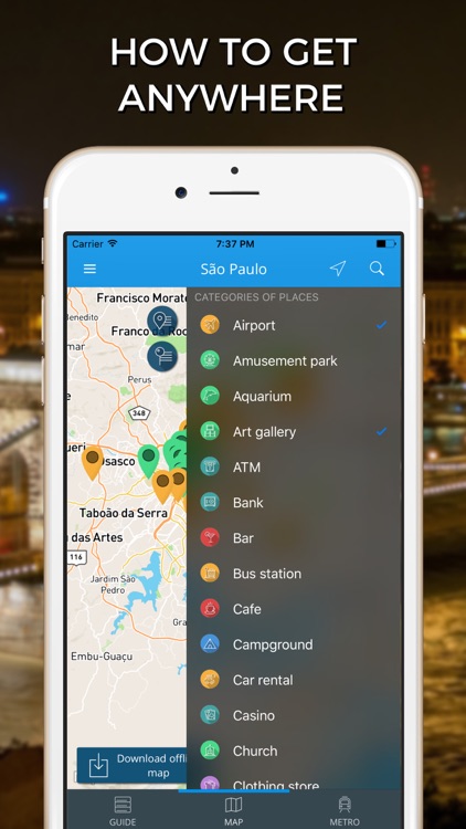 São Paulo Travel Guide with Offline Street Map