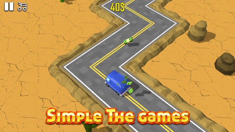 Car Keep Money - Drive at Winding Road to Endless