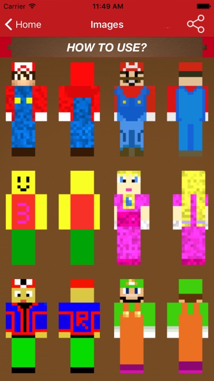 Super Mario Minecraft Skins