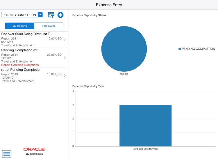 Expense Entry Tablet for JDEE1