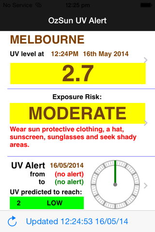 OzSun UV Alert - náhled