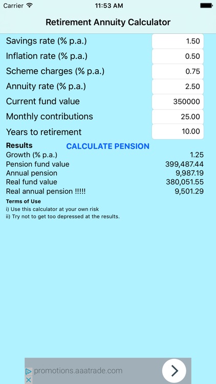 Retirement Pension Annuity Calculator