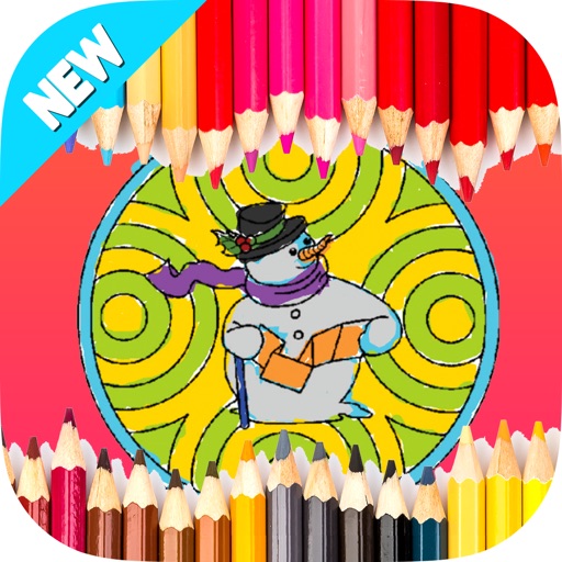 Christmas Mandala - Kids & Adult Coloring Drawing Icon