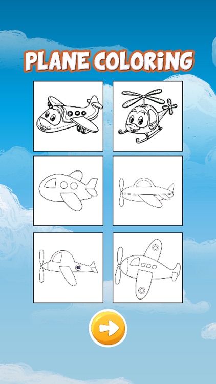 Sky airplane coloring book for kids games