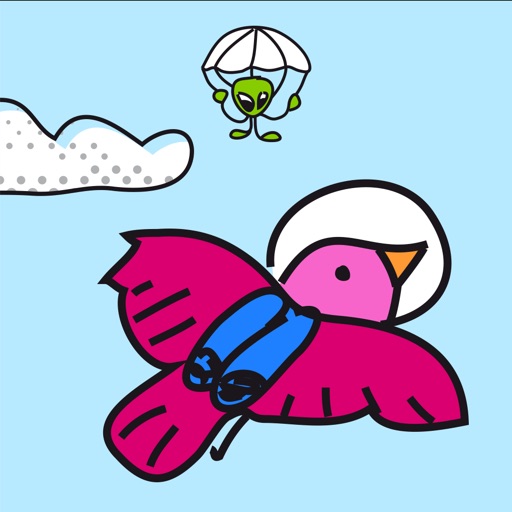 Amazing Doodle Skydive - Space Bird vs. Aliens with Parachutes iOS App