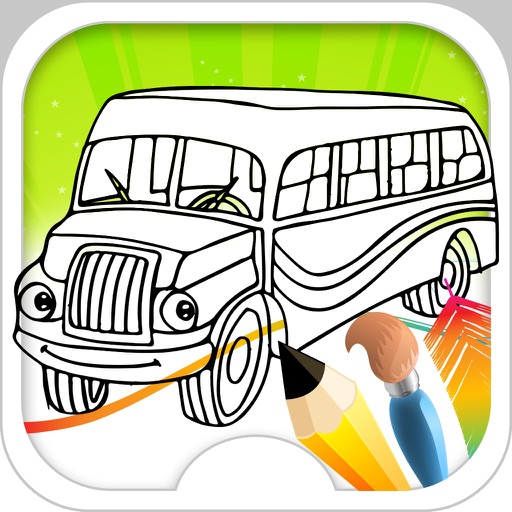 Drawing Book - Bus Coloring Book Icon