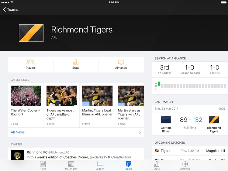 Footy Live for iPad: AFL news