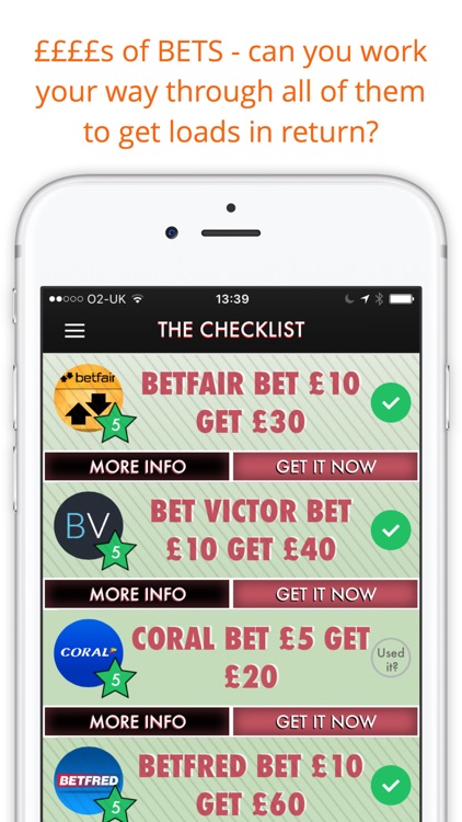 The Free Bet Checklist – Best Sport Betting Offers screenshot-0