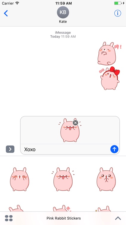 Pink Rabbit Stickers For iMessage