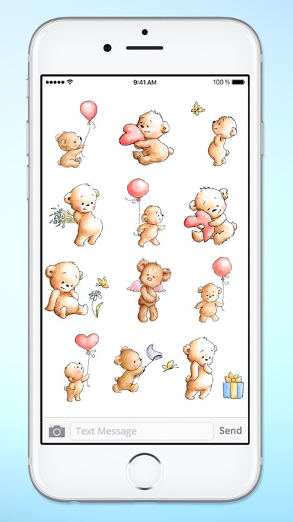 Teddy Bear Balloons Hearts & Butterflies Stickers screenshot-3