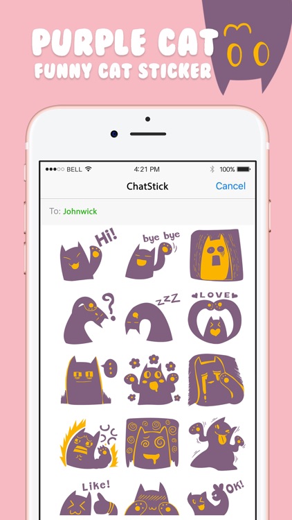 Purple Cat Stickers Emoji Keyboard By ChatStick