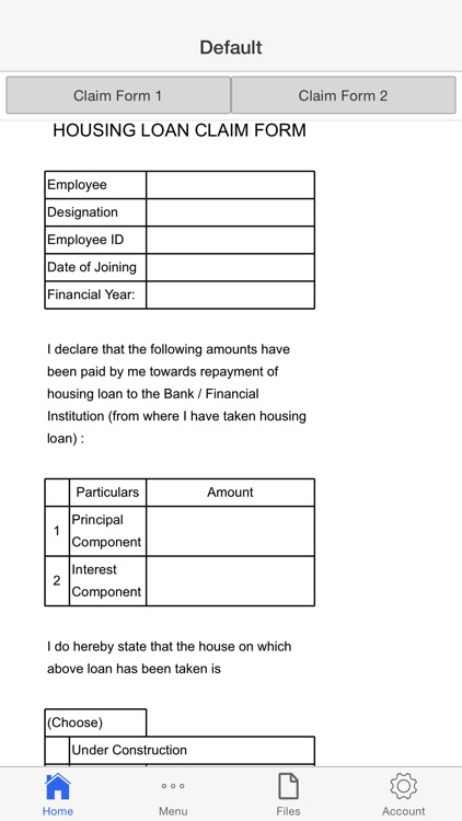 Housing Loan Claim Form