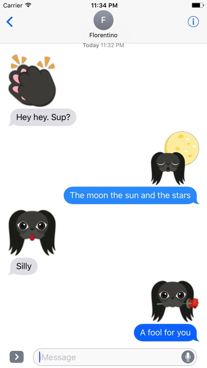 Black Japanese Chin Stickers for iMessage